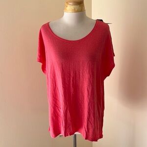 NWT! EILEEN FISHER size L scoop neck peony cap sleeve top